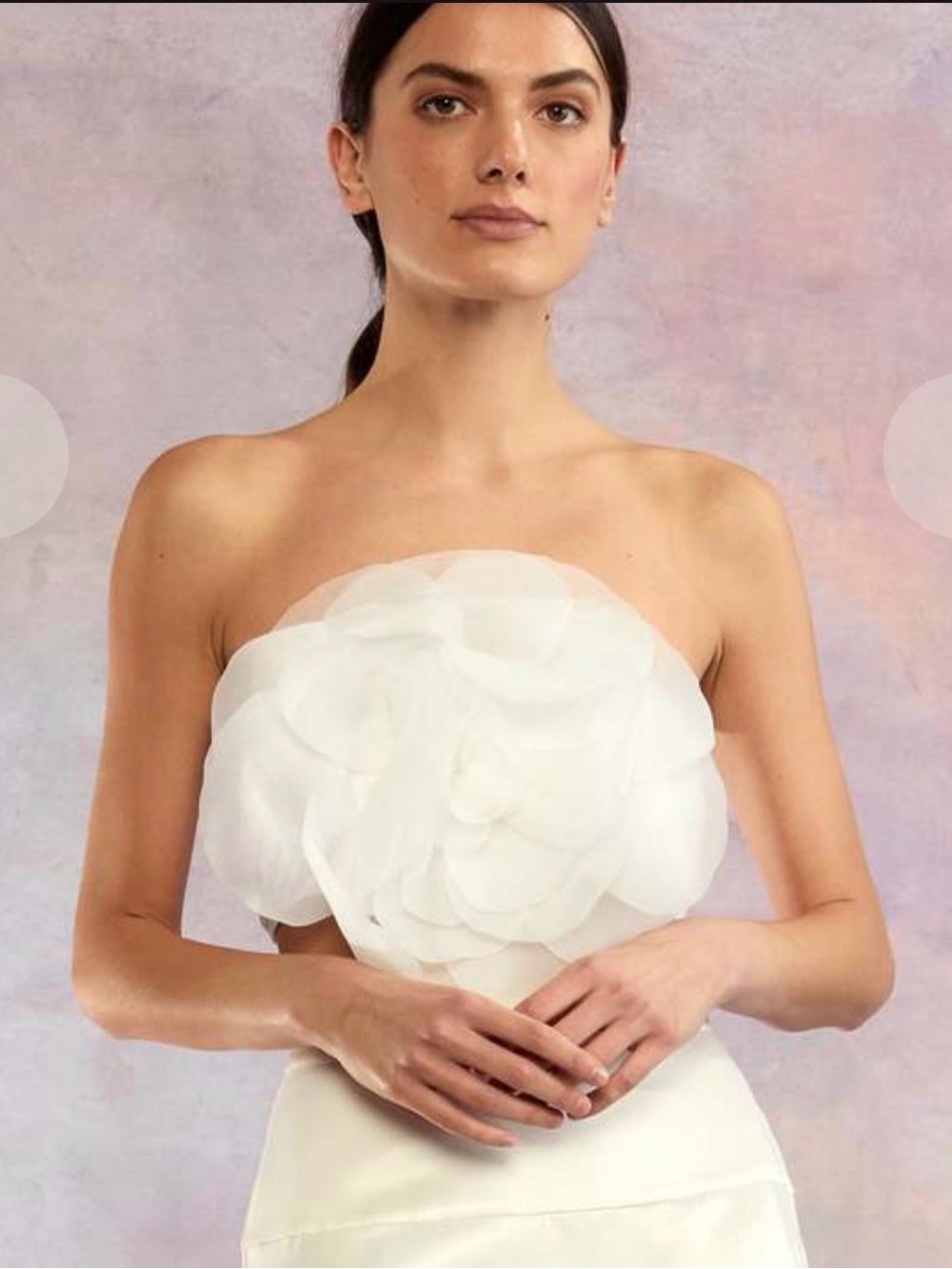 Cynthia Rowley Strapless white organza flower bandeau top